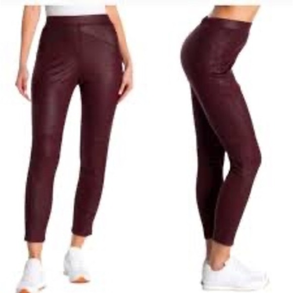 Free People Faux Leather Leggings Wine Purple Moto Style Pants Size S - Picture 1 of 11